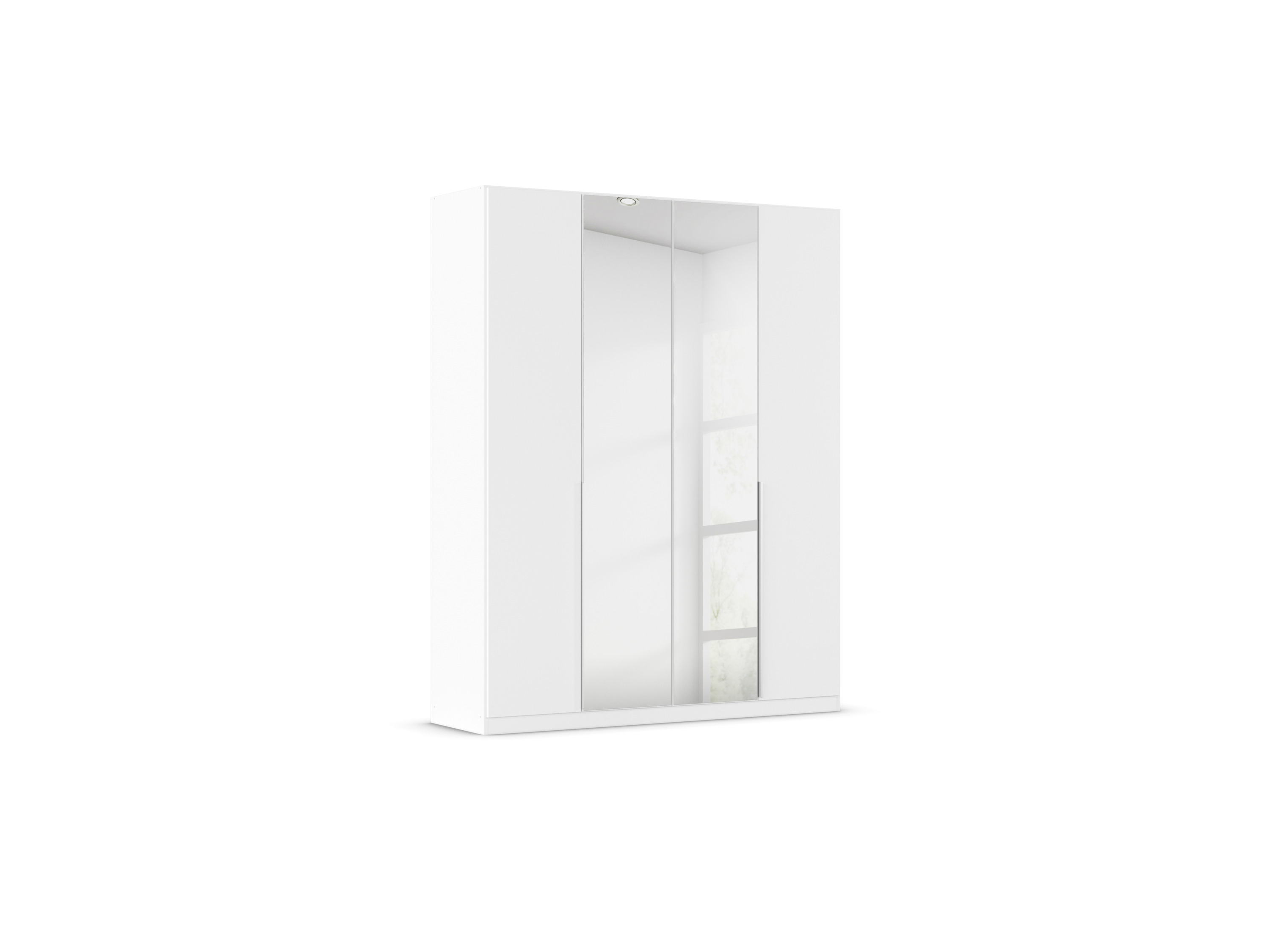 RAUCH ORANGE Drehtürenschrank Alabama mit Spiegel (Premium-Zubehör, Weiß, Griffe Alufarben, 181 x 229 cm)