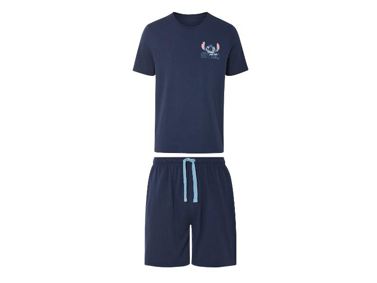 Stitch Pyjama: marineblaues T-Shirt und Shorts.