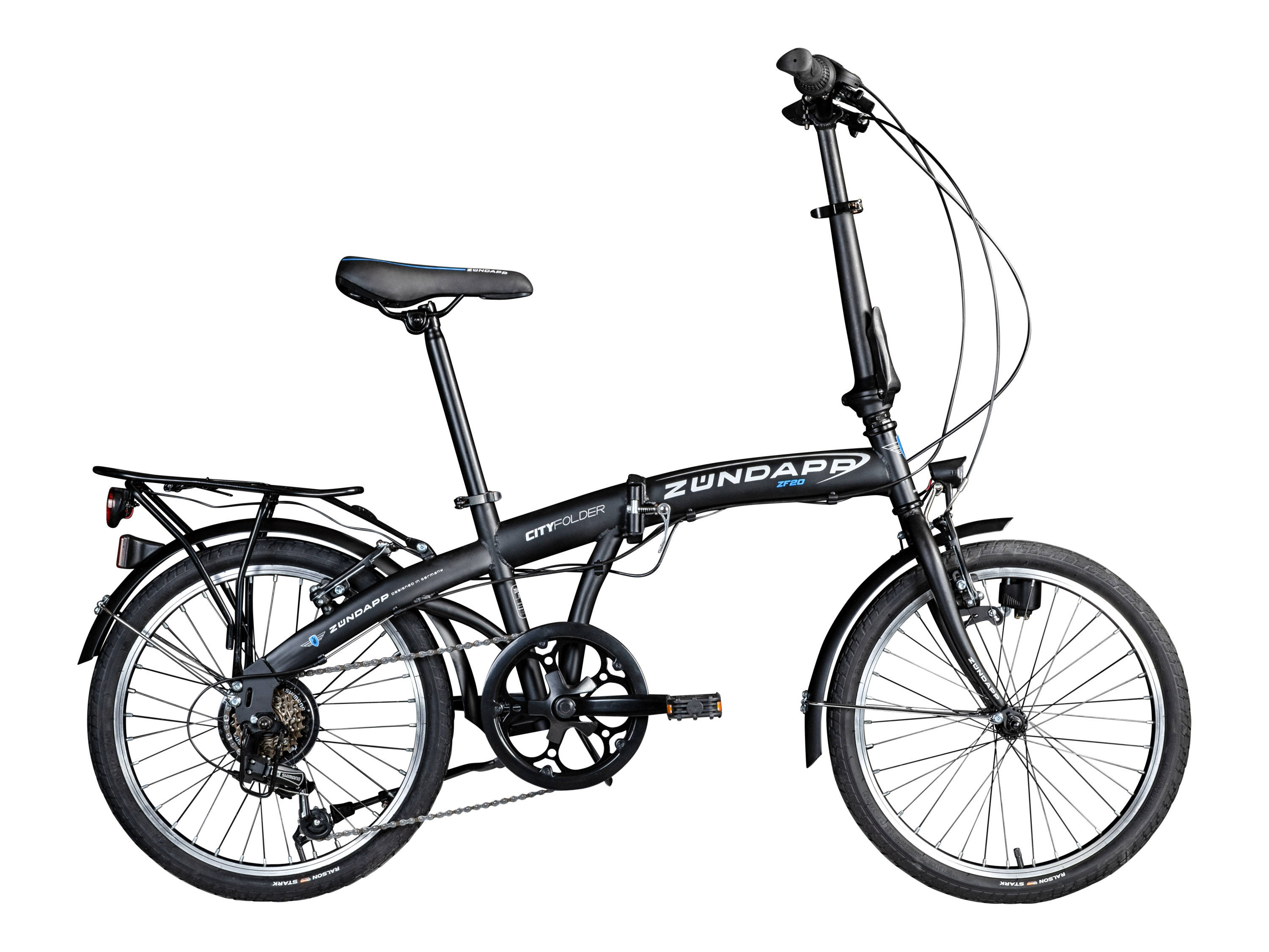 ZÜNDAPP ZF20 Speed Folder Klapprad Faltrad Stadtrad (Schwarz, 20 Zoll)