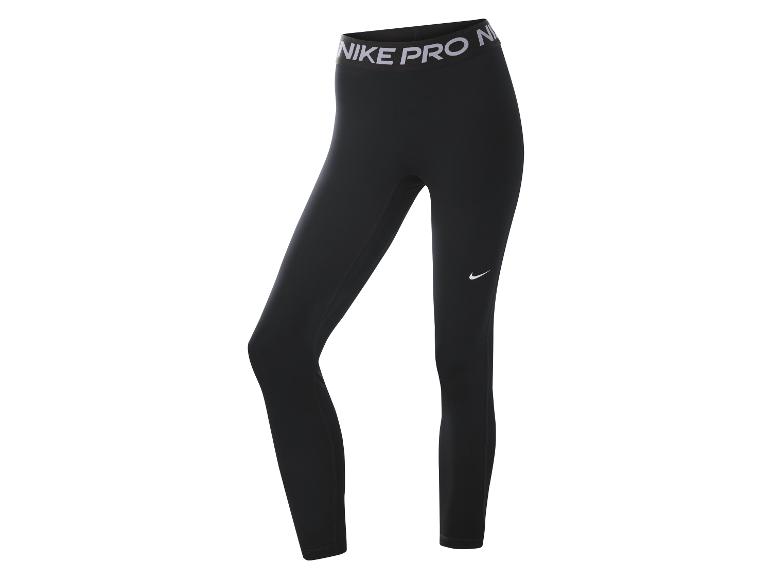 Schwarze Damen-Sportleggings mit weißem Bund und kleinem Logo