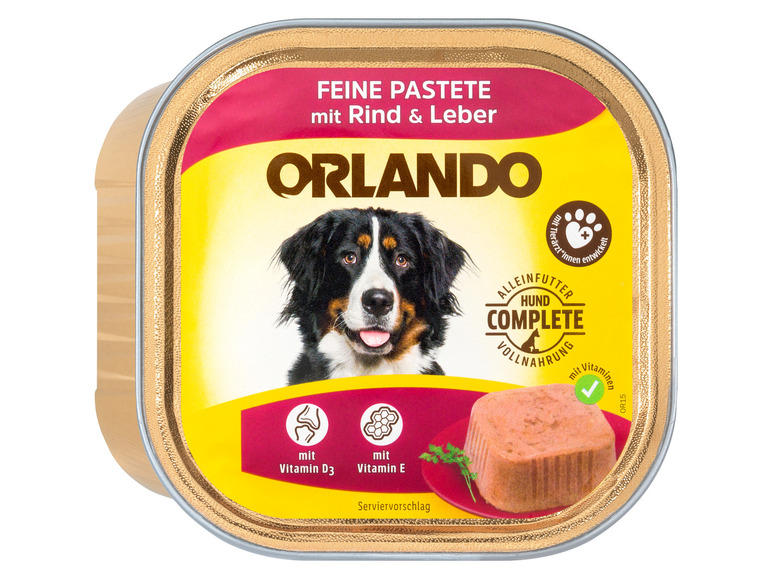 Gehe zu Vollbildansicht: ORLANDO Hundevollnahrung Feine Pastete mit Rind & Leber, 21 x 300 g - Bild 2
