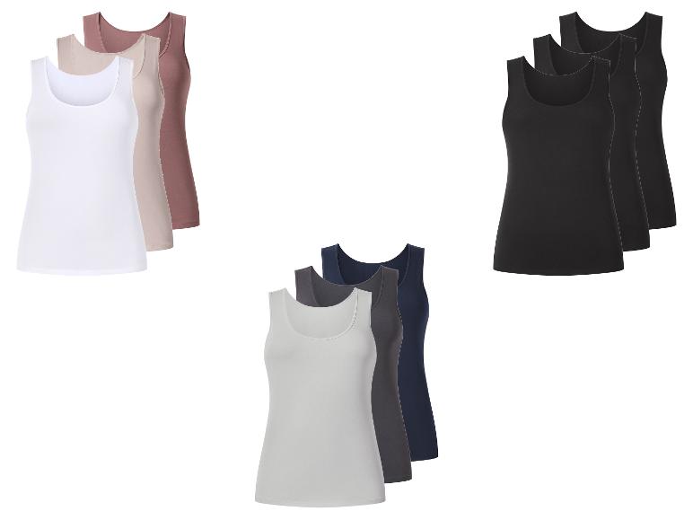 Packs Damen-Tanktops in Weiß, Beige, Braun, Schwarz, Grau und Dunkelblau.