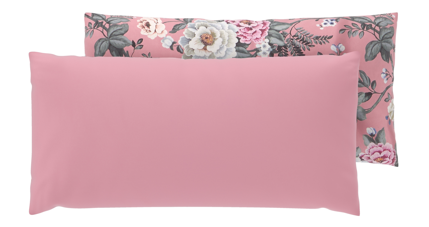 LIVARNO® Mikrofaser-Satin Kissenbezug, 2 Stück, 40 x 80 cm (Floral/rosa) – Bild 2 von 3