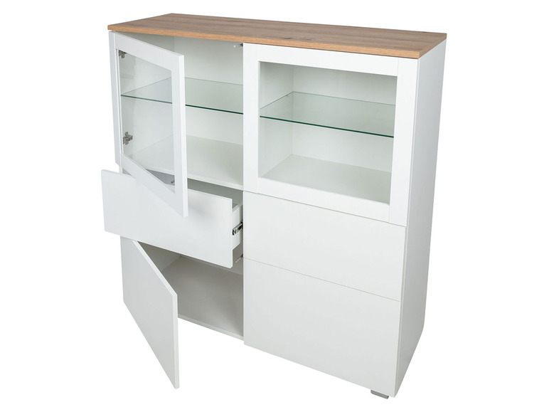 Gehe zu Vollbildansicht: LIVARNO home Highboard »Madrid«, mit 2 Glasrahmentüren, 2 Schubkästen und 2 Türen - Bild 3