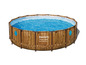 Ein Bestway Power Steel Pool mit Holzoptik.
