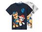 2er-Pack Paw Patrol Kinder-T-Shirts, eines marineblau mit Chase und Marshall, eines weiß gemustert