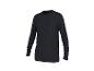 Schwarzes Langarmshirt mit Rundhalsausschnitt und Nähten an den Schultern.