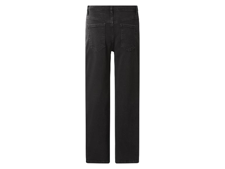 Schwarze High-Waist-Jeans, Rückansicht.
