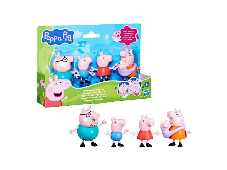 Peppa Pig Familie von Fünf Spielset mit Figuren und Verpackung.