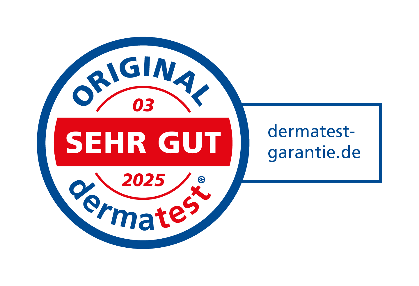 Siegel: ORIGINAL 03 SEHR GUT 2025 dermatest, dermatest-garantie.de