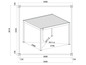 Schemazeichnung einer Aluminium-Pergola mit Maßen.