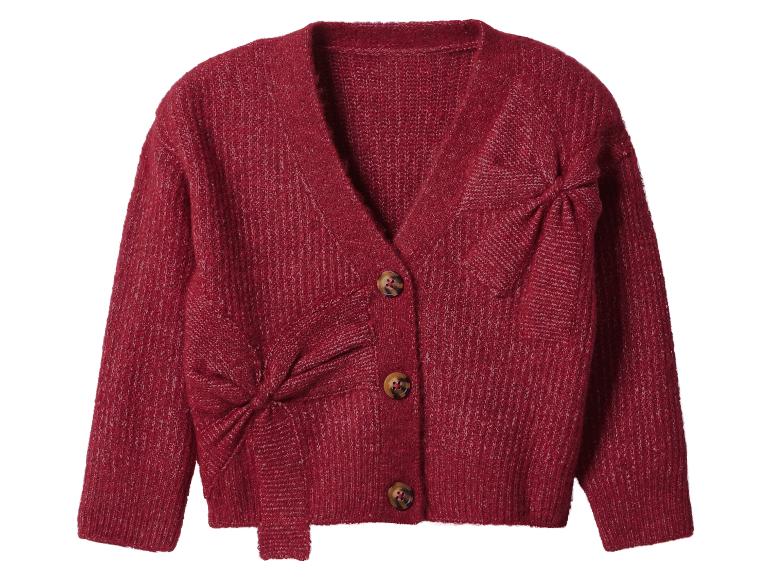 Rote Strickjacke mit Knöpfen und Schleifendetails