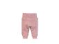 Rosa Babyhose aus Wolle mit hohem Bund und Rippbündchen.