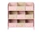 Rosa Regal mit 9 rosa und beigen Stoffaufbewahrungsboxen