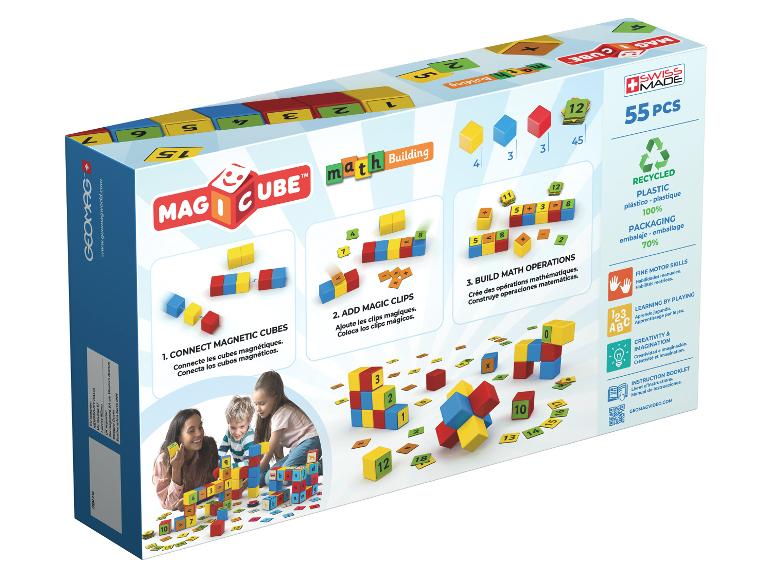 Magnetische Mathematik-Bausteine für Kinder, 55 Teile, fördern Feinmotorik und Kreativität.