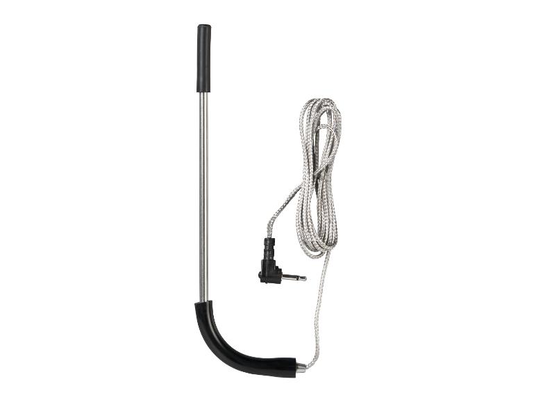 Ein kabelloses Thermometer mit einer Metallsonde und einem Kabel