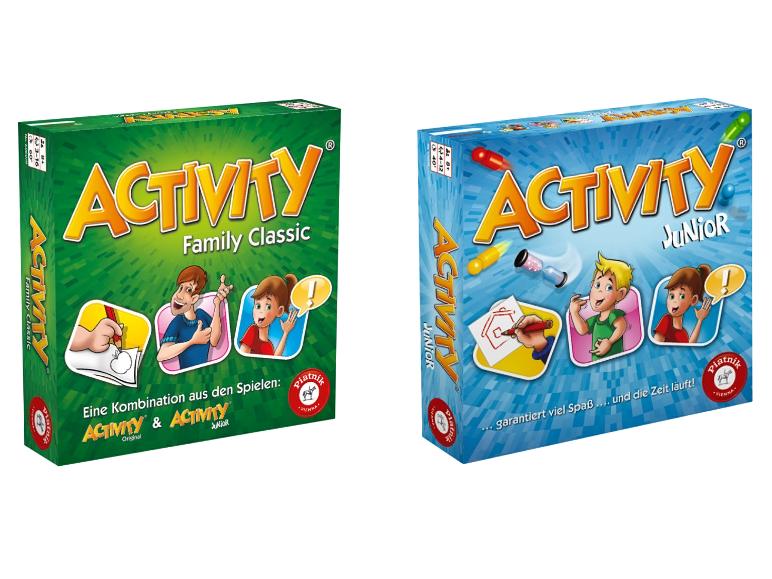 Zwei Activity-Brettspiele: die Family Classic und Junior Versionen.