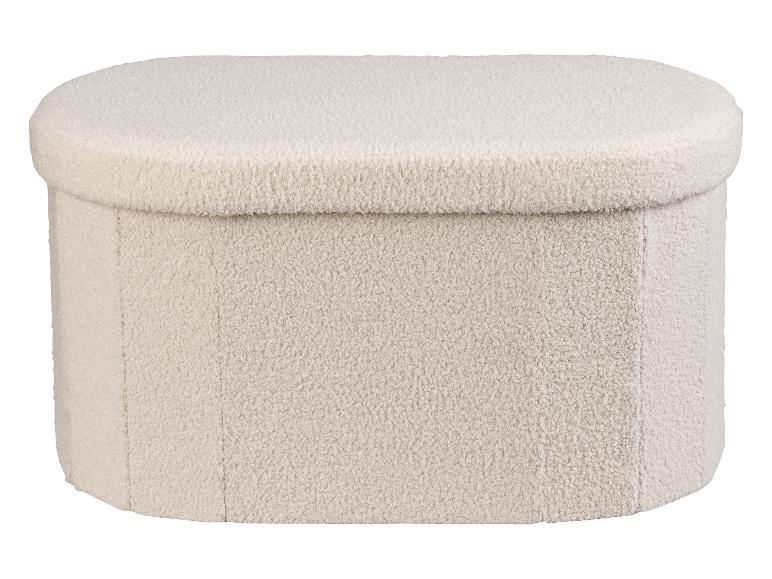 Elfenbeinfarbener ovaler Bouclé-Hocker