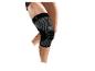 Schwarze Kniebandage mit grauen Streifen am Bein