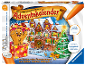 Weihnachtlicher Adventskalender mit einem Haus, einem Weihnachtsbaum und einem Lebkuchenmann.