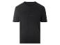 Schwarzes Kurzarm-T-Shirt mit dem Text „STRENESSE BLUE“ auf der Brust.