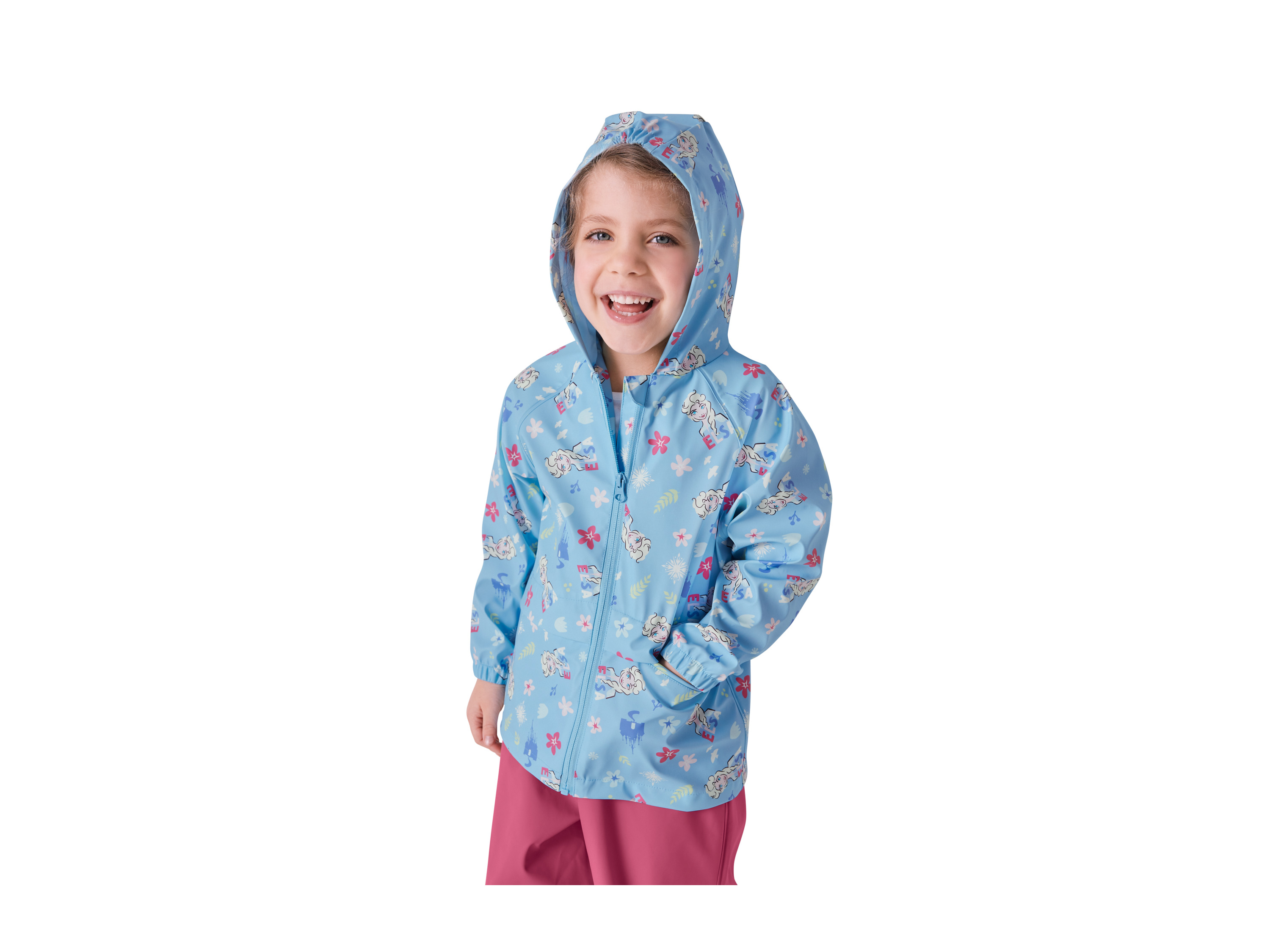 Kleinkinder Regenjacke mit Gummizug am Ärmel (Frozen/hellblau, 86/92) – Bild 2 von 3