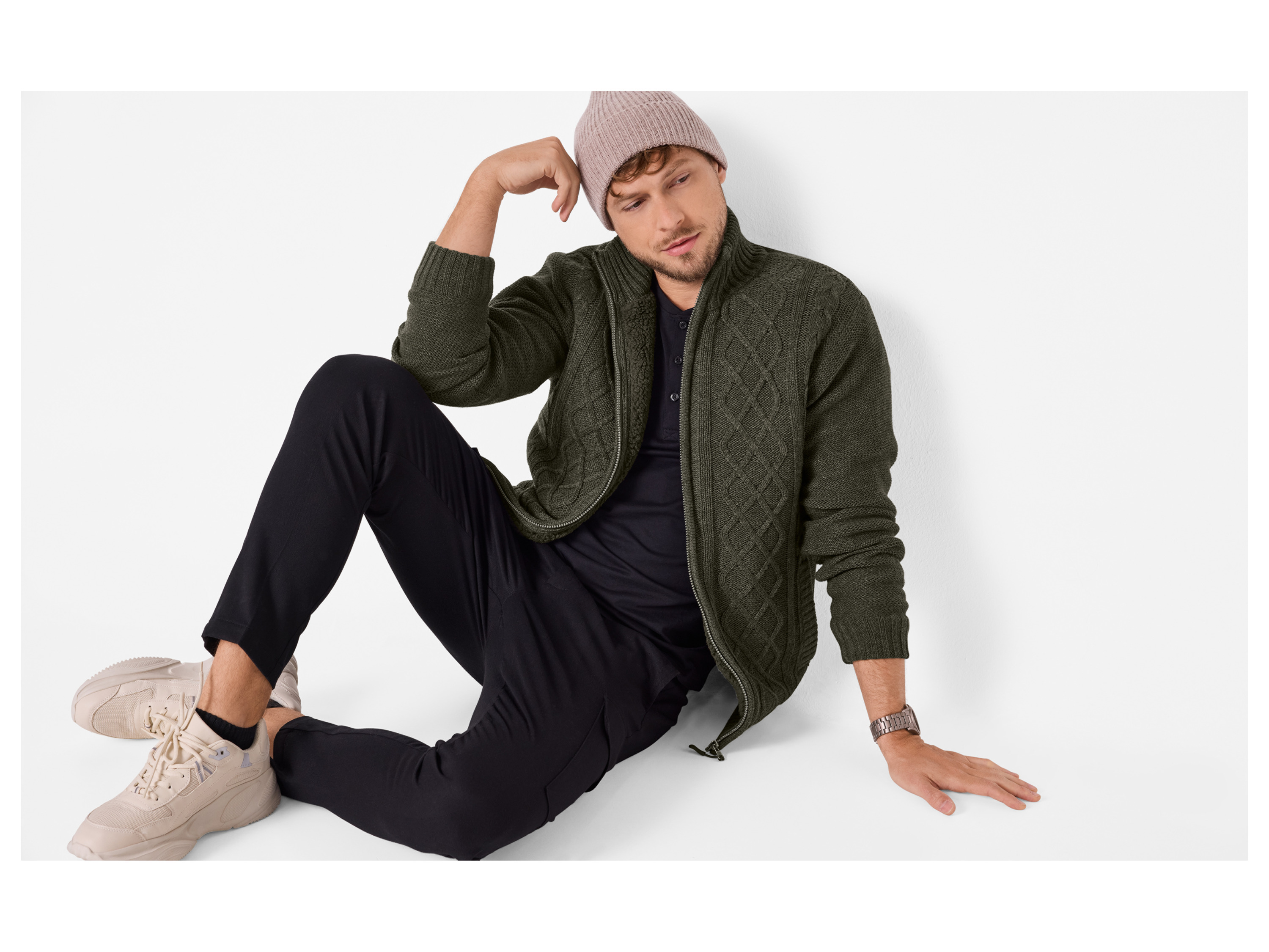 Esmara Men Chunky Knit Cardigan Olive 3