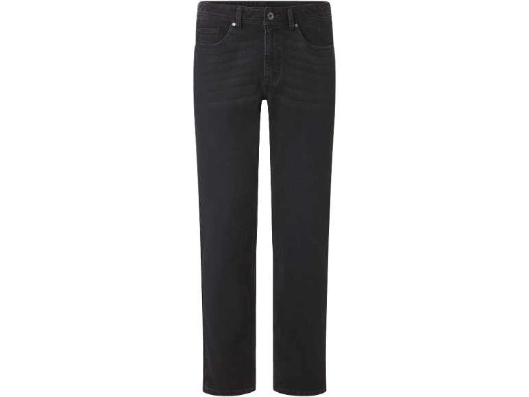 Dunkelgraue Herrenjeans mit fünf Taschen.