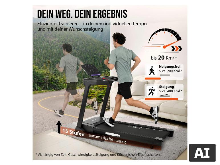 Christopeit Laufband 'TM 4500 S' mit 15 Stufen automatischer Steigung. [KI-generiertes Bild]