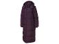 Ein langer, lila Wintermantel mit Kapuze der Marke Lettele Sport.