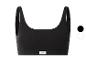 Schwarzer gerippter Sport-BH mit breitem Unterbrustband und „LOVE COTTON“-Aufschrift