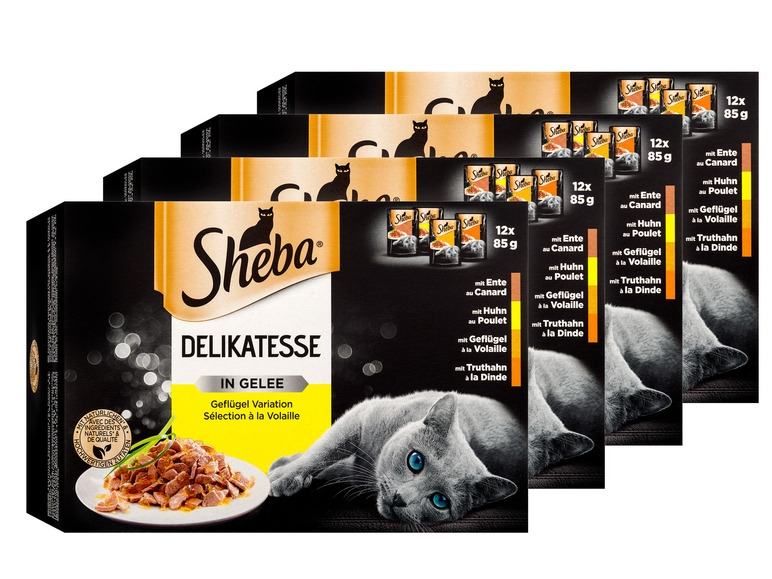 Gehe zu Vollbildansicht: Sheba Multipack Delikatesse in Gelee Geflügel Variation, 4 x 12 x 85 g - Bild 1
