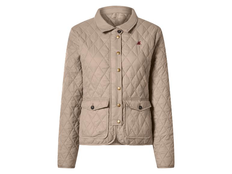 Beige Steppjacke mit Kragen und Taschen