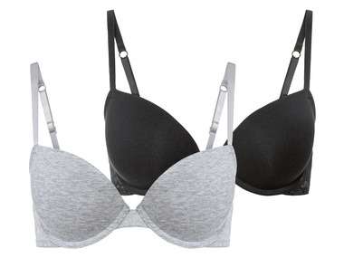 esmara® - Damen Bügel BH, 2 Stück, mit Spitze (schwarz/grau, 80B) 