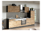 Moderne Küche mit Holzausführung und eingebautem Backofen.