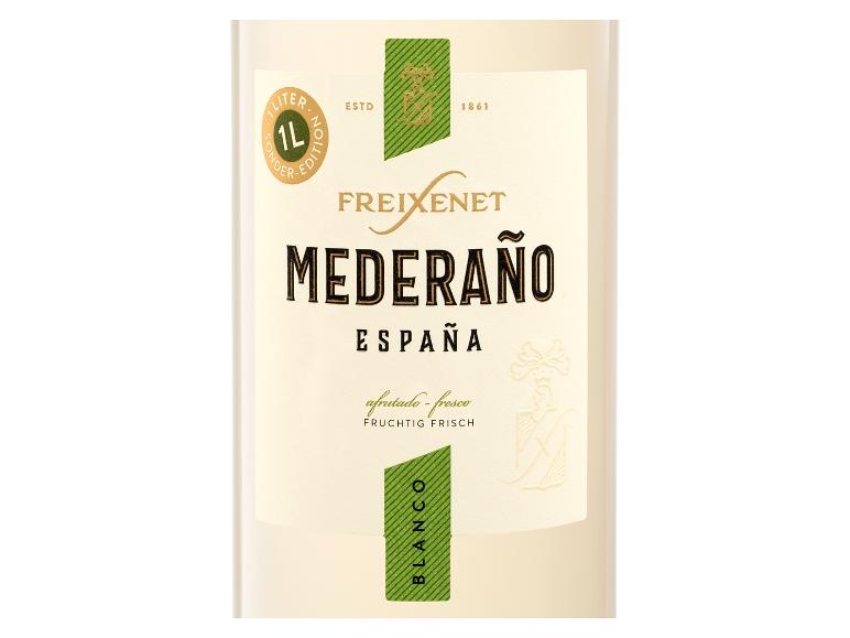 Flaschenetikett des halbtrockenen Weißweins Freixenet Mederaño España Blanco 1L.