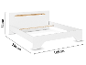 Weißes Bett mit Kopfteil und Holzdetails, Maße 84x206x185 cm.