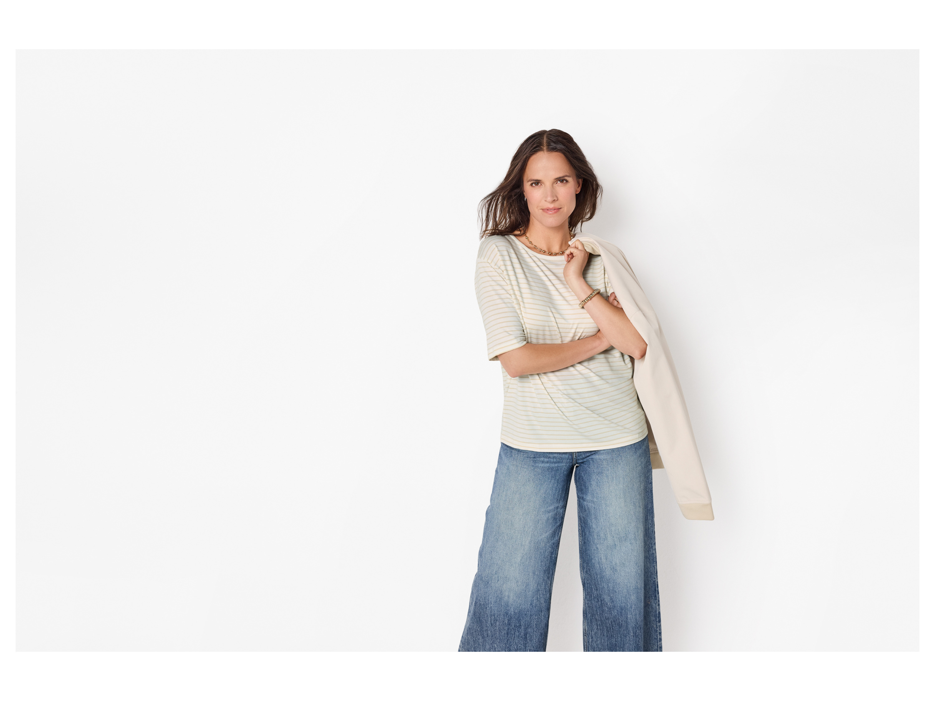ESMARA® Damen T-Shirt (weiß/beige, M(40/42)) – Bild 2 von 4