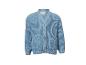 Hellblaue Strickjacke mit Holzknöpfen und Taschen