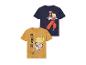 Zwei Dragonball Z T-Shirts mit Goku: ein marineblaues und ein senffarbenes.