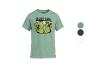 Grünes T-Shirt mit kubischen Videospielcharakteren und dem Text „BLOCK BOSS“.