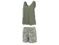 Damen grünes Tanktop und Shorts mit Blumenmuster-Set.