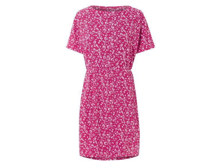 Rosa Kleid mit Blumenmuster, sommerlicher Stil.