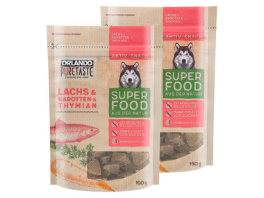 ORLANDO Pure Taste Getreidefreie Hundesnacks Lachs mit Superfood, 2 x 150 g
