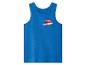 Blaues Kinder-Tanktop mit rotem Rennwagen und „LIGHTNING“-Aufdruck