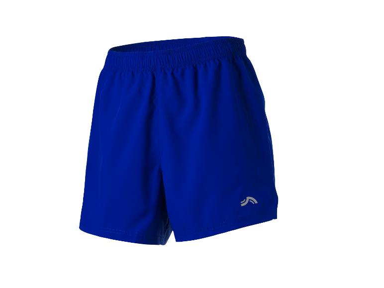 Blaue Sportshorts mit elastischem Bund und reflektierendem Logo
