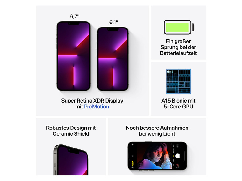 Gehe zu Vollbildansicht: Apple iPhone 13 Pro Max 5G Smartphone - Dual-SIM - OLED-Display - 6.7" - 2778 x 1284 Pixel (120 Hz) - Bild 49