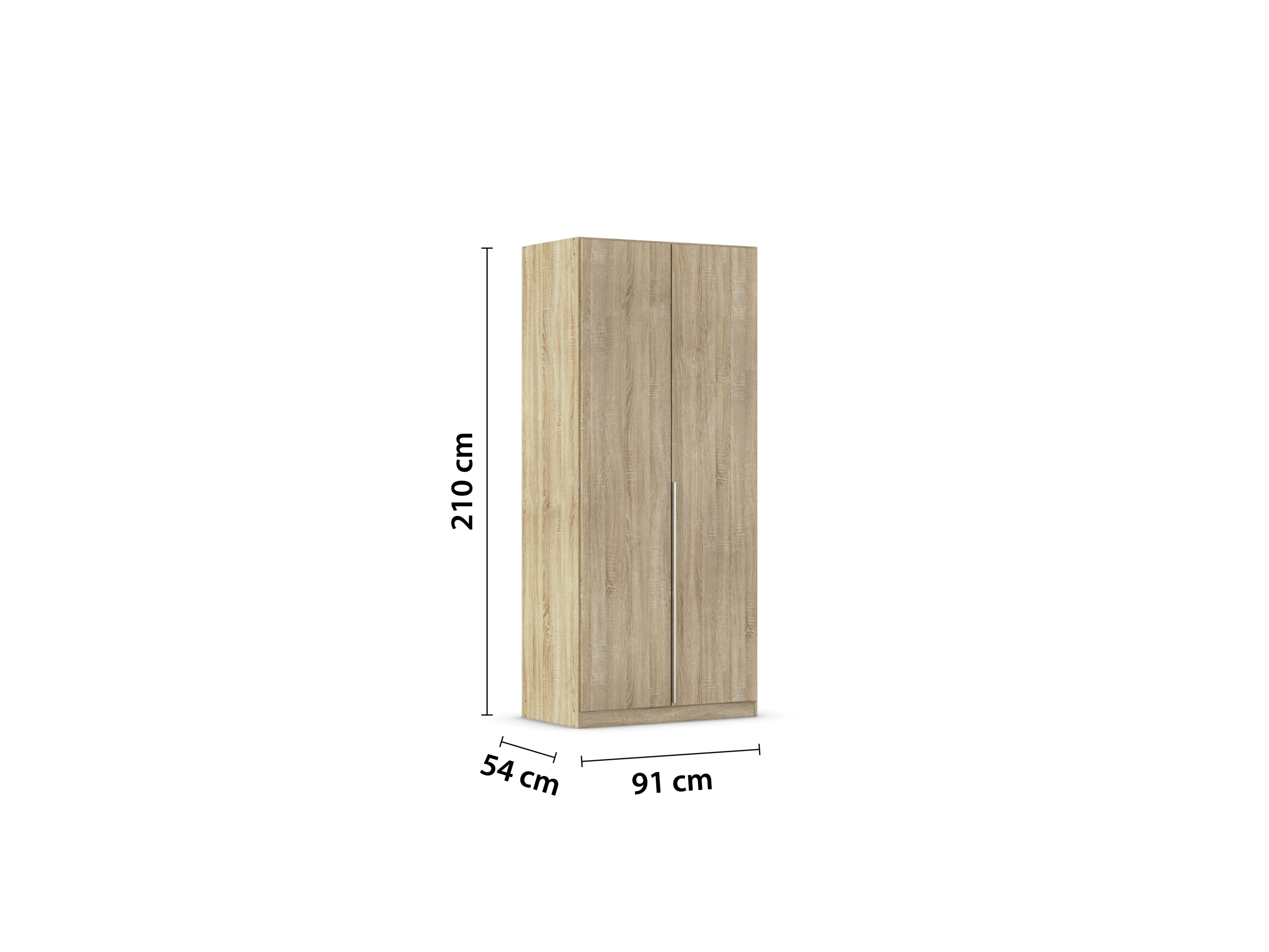 RAUCH ORANGE Drehtürenschrank Alabama (Basic-Zubehör, Eiche Sonoma, Griffe Alufarben, 91 x 210 cm) – Bild 4 von 4