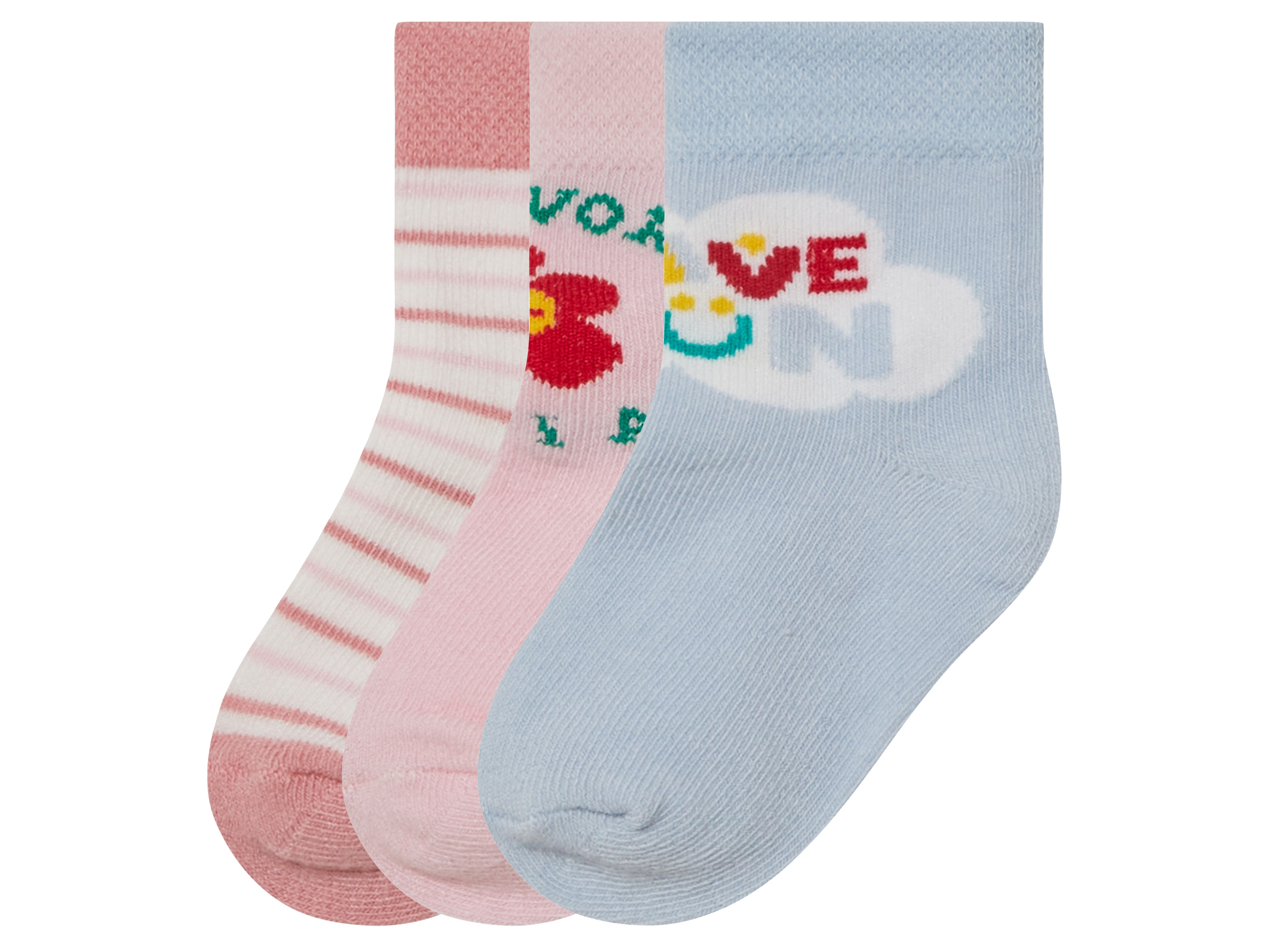 lupilu® Baby Mädchen Socken 3er Pack (Ohne Muster, rose/blau/pink, 15/18)““ | dass ein Textil- oder Lederprodukt auf mehr als 300 Schadstoffe geprüft wurde. OCS – Organic Blended Standard Rose/blau/pink/ohne Muster, weiß: Contains at least 62 % OCS certified organically Rose/blau/pink: Contains at least 58 % OCS certified organically Zertifizierungsnummer: CU 851646 Bio-Baumwolle Ökologisch vom Feld bis in die Filiale: Unsere Baumwoll-Textilien stammen aus kontrolliert biologischem Anbau. Dabei wird streng auf die Einhaltung der ökologischen Richtlinien im Anbau geachtet und der komplette Produktionsprozess dokumentiert.““