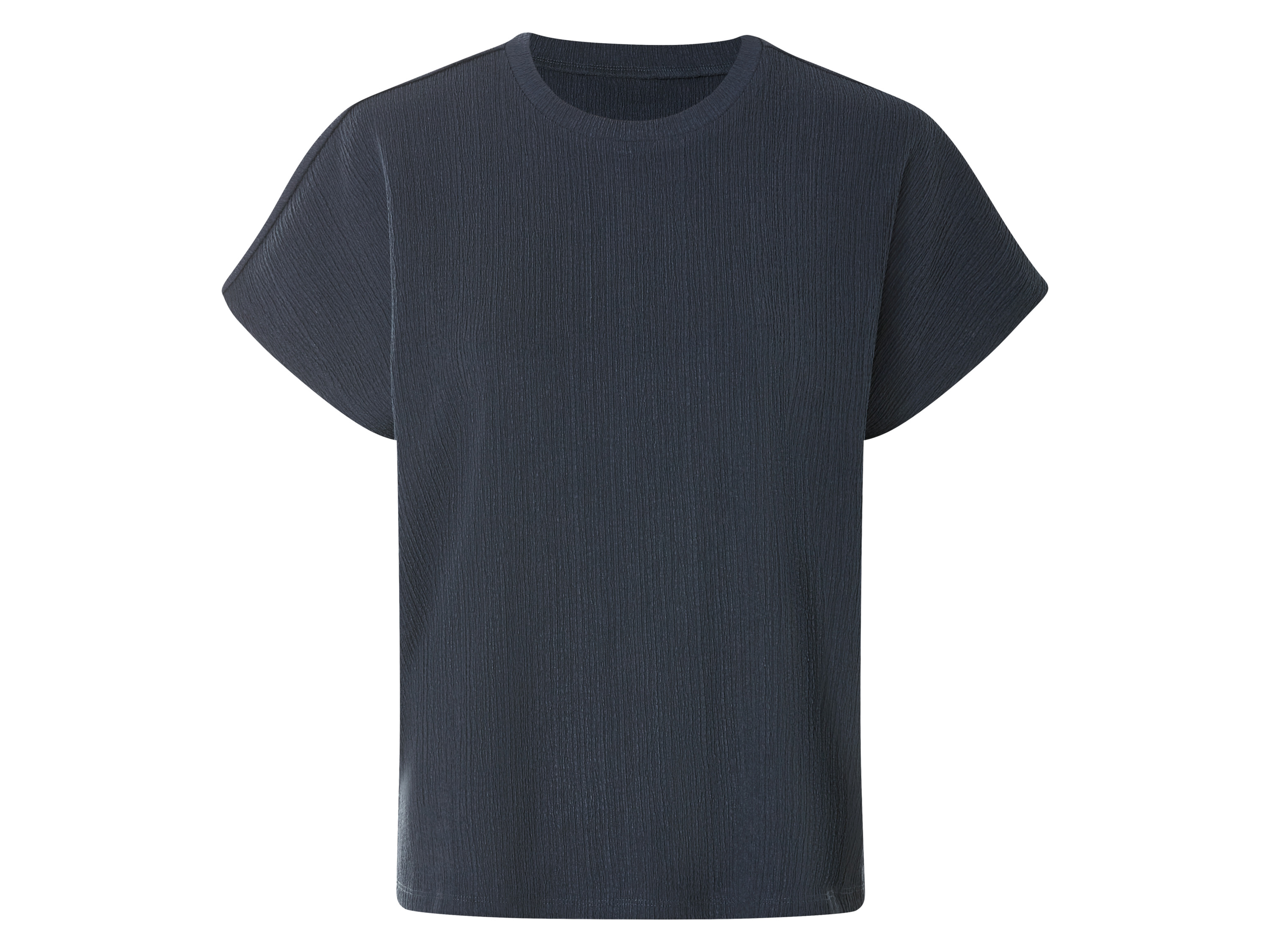 esmara® Damen Shirt Struktur (Navy, L(44/46))““ | mit Seitenschlitzen Schnitt: leger mit überschnittenen Schultern Ausschnitt: Rundhalsausschnitt Multipack: – Material: Polyester recycelt, 1 % Elasthan Lycra® Pflegehinweis: waschen bei max. 30 °C Pflegeleicht nicht bleichen nicht im Wäschetrockner trocknen nicht bügeln nicht trockenreinigen Größe: Xs32/34 – L44/46 Meine Lidl-Größe – so einfach gehts Deine Größe findest du in der Lidl-Größentabelle . Oeko-Tex® Standard 100 Geprüft auf Schadstoffe Zertifizierungsnummer: 09.0.68536 Hohenstein Htti Standard 100 by Oeko-Tex® ist die weltweit bekannteste, unabhängige Zertifizierung schadstoffgeprüfter Textil- und Lederprodukte aller Art – vom Garn und den Stoffen bis hin zum gebrauchsfertigen Artikel. Das Label bestätigt